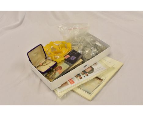 A large collection of vintage coinage costume jewelery etc etc. (qty) 