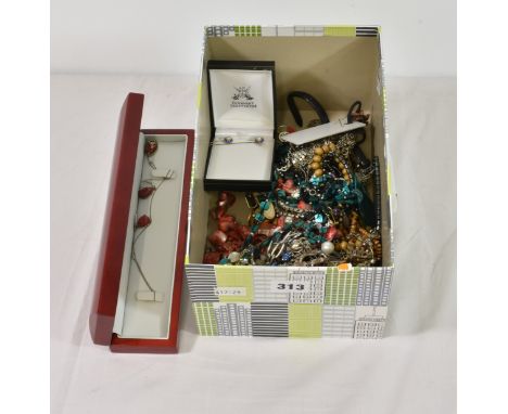 A Dunhill lighter together with various costume jewellery, necklaces, earrings, watches etc (qty)