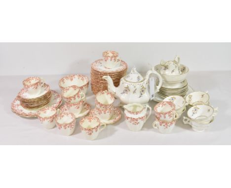 A late 1800's early 1900's Foley China part tea service, pattern no. 5097 with red ivy and gilt decoration together with a gi