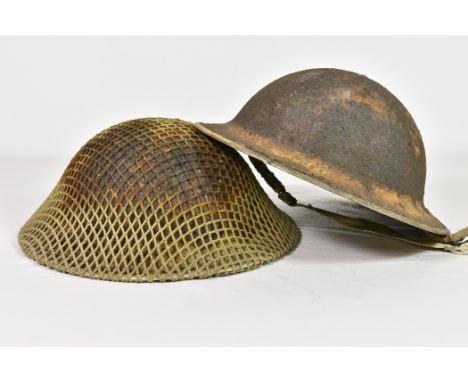 Two British army helmets