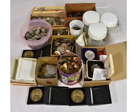 A large quantity of various vintage coinage and Commemorative medals etc comprising of Jersey, British and foreign. (very lar