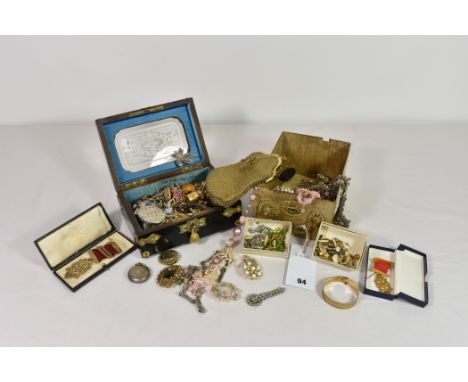 A collection of vintage silver and costume jewellery inc. pocket watches and two Masonic jewels