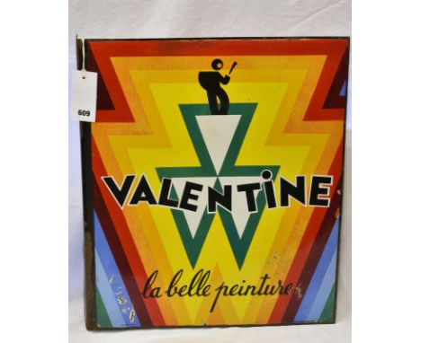 A French 'Valentine' car paint double sided enamel sign (48cm x 59.5cm) 
