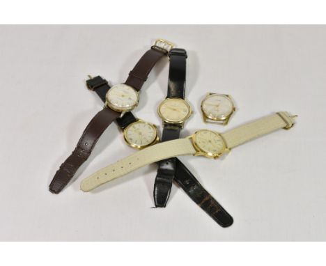 A small collection of vintage gentleman's wristwatches comprising of two ANCRE GOUPILLES ANTIMAGNETIC, with baton and Arabic 