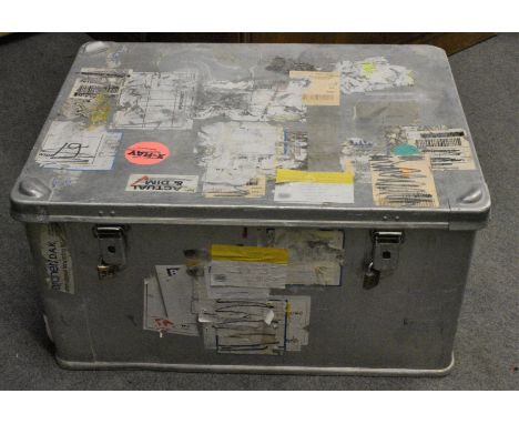A vintage aluminium aircraft trunk by Zarges, Germany, 30 1/2 x 22 1/2 x 15 1/2in.