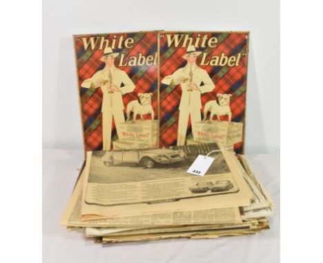 Fourteen vintage 'White Label' coated tinplate counter top advertising signs each measuring 16 1/4 x 11 in (41.4 x 28cm)