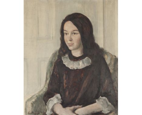 HARRY RUTHERFORD (1903 - 1985) OIL PAINTING ON BOARD Portrait of a young woman seated Signed lower left 23 1/4" x 19 1/4" (59