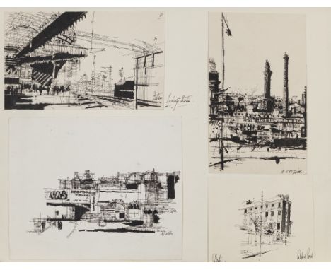 BARRY R. DEITERS (active 1960s) DRAWING BOOK WITH MAINLY STUCK-IN PEN AND INK DRAWINGS 'Mainly memory sketches of Manchester 