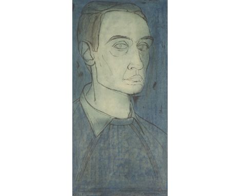 CAVANAGH (twentieth century) PEN AND INK AND WASH 'self portrait', 'Paris 60' Signed 22" x 11" (55.9cm x 27.9cm)