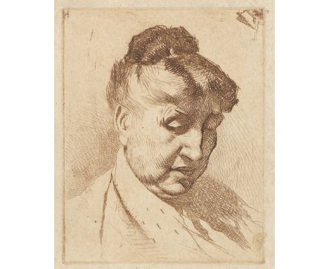 ADOLPHE, VALETTE (1876-1942) TWO ORIGINAL ETCHINGS 'Portrait of the Artist's Mother'  5" x 4" (12.5cm x 10cm) and  A Shepherd