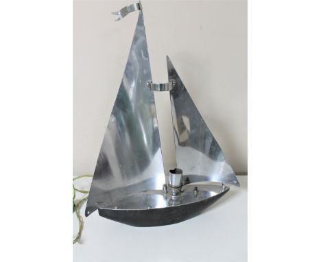 An Art Deco chrome table lamp in the form of a yacht  