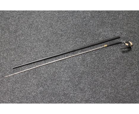 An antique metal cased sword stick  CONDITION REPORT: Overall length 81cm. Blade length 63cm. 