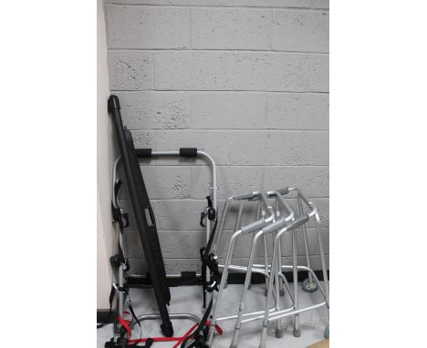 Three zimmer frames, a Land Rover parcel shelf and a car bike rack 