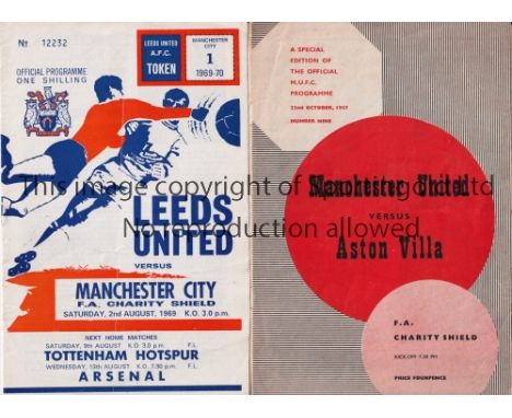 FA CHARITY SHIELD PROGRAMMES            Two programmes for the Charity Shield matches, including Manchester United v Aston Vi