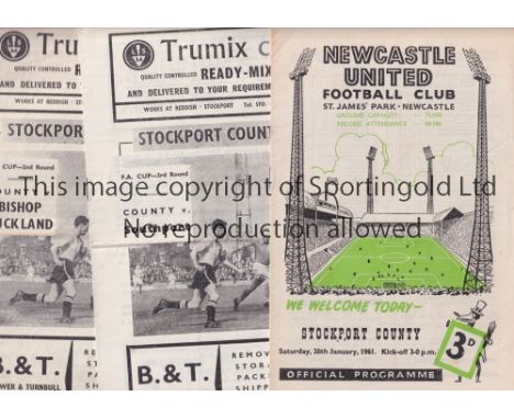 STOCKPORT COUNTY         Eight programmes for season 1960/1, including 4 X FA Cup ties; 3 X home v Workington, Bishop Aukland