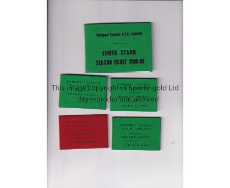NEWPORT COUNTY    Season ticket books for Newport County 1982/3, 1983/4, 1986/7, 1987/8 and 1988/9.   Good