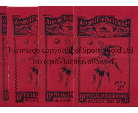 ARSENAL      Twenty home programmes for season 1935/6 including 18 X League, missing Everton, Bolton and Leeds United plus 2 