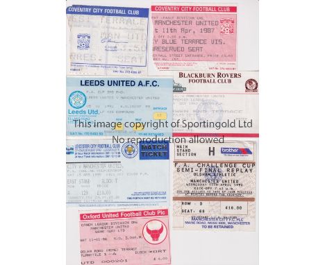 MANCHESTER UNITED      Seven away tickets v Oxford United 85/6, Coventry City 85/6 and 86/7, Leeds United 91/2 FA Cup, Blackb