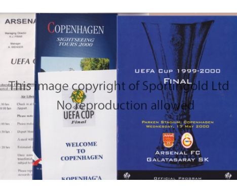 2000 UEFA CUP FINAL / ARSENAL V GALATASARAY       Pirate programmes, 16 pages, Police Welcome to Copenhagen information and A