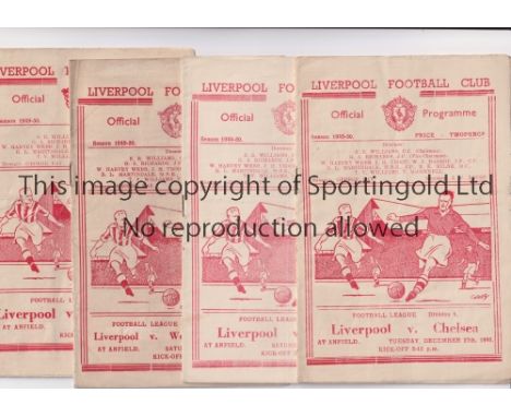 LIVERPOOL           Twenty one home programmes from 1949/50 including league matches v Chelsea 27/12/1949 and Arsenal 31/12/1