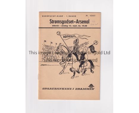 ARSENAL     Programme for their first European Cup tie away v Stroemsgodset Drammen 15/9/1971.     Good