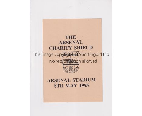 TOURNAMENT AT ARSENAL      Programme for the Arsenal Charity Shield 8/5/1995.    Good