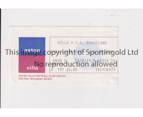 1982 UEFA SUPER CUP FINAL         Ticket for the match at Aston Villa v Barcelona 26/1/1983.      Good