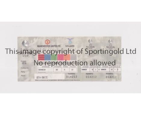 1999 UEFA SUPER CUP FINAL / MANCHESTER UNITED        Unused ticket with 2 counterfoils for the match at Monaco v Lazio.    Go