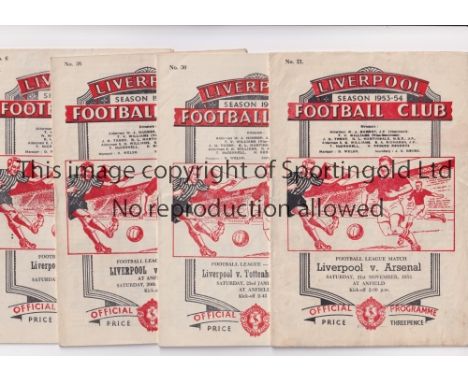 LIVERPOOL         Twenty home programme from 1953/54 including league matches v Tottenham 23/1/1954, Arsenal 21/11/1953, Chel