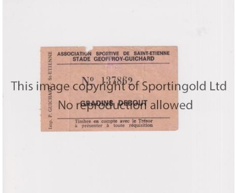 MANCHESTER UNITED       Ticket for the away ECWC tie v St. Etienne 14/9/1977. Match details are not printed on the ticket. Th