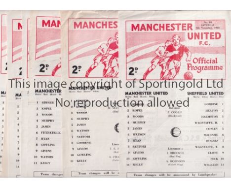 MANCHESTER UNITED     Nine single sheet home programmes for Central League matches in 1968/9 season v Sheff. Utd., Nottm. For