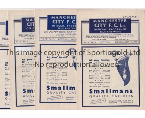 MANCHESTER CITY 1948/49        Nine home programmes from 1948/49 including matches against Manchester United 11/9/1948 team c