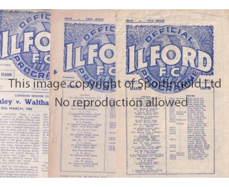 LONDON SENIOR CUP SEMI FINALS  AT ILFORD FC     Three programmes: Leytonstone v Hounslow Town 1/4/1950, Barnet v Leytonstone 