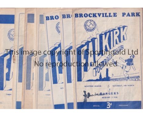 FALKIRK     Nine home programmes: 3 X 1958/59, 4 X 1960/6, 2 X 1961/62 v Rangers 17/3/1962 and Celtic 30/9/1961. All are slig