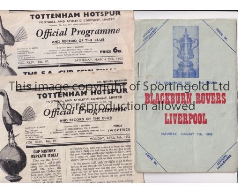 FA CUP SEMI-FINALS            Three programmes for the FA Cup Semi-Final ties, including Blackburn Rovers v Liverpool 7/1/195