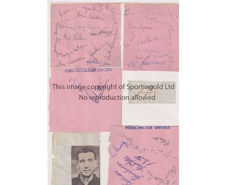 MANCHESTER UNITED 1950'S AUTOGRAPHS     Approxomately 37 autographs on album sheets laid on an A$ sheet including, Aston, Car