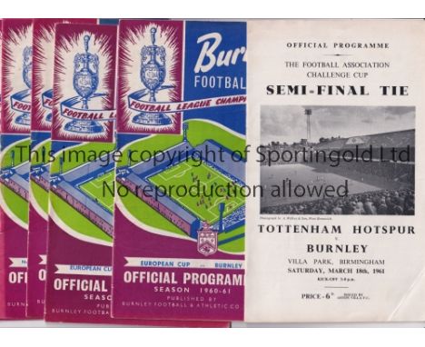 BURNLEY      Twenty four programmes for 1960/1 season including 23 homes, 21 League, 2 European Cup v Reims and Hamburg and F