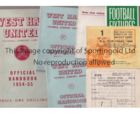 WEST HAM UNITED      Three official Handbooks for the seasons 1954/55, 1955/56 and 1956/57, minor creases to edges and marks 