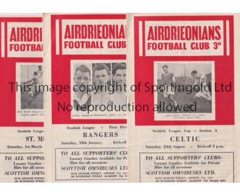 AIRDRIE      Three home programmes from 1957/58 including league matches v Rangers 18/1/1958, St Mirren 1/3/1958 and Scottish