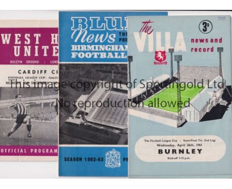 FOOTBALL LEAGUE CUP SEMI-FINALS        Four programmes for the football League Cup Semi-Final ties, including 2 X at Aston Vi