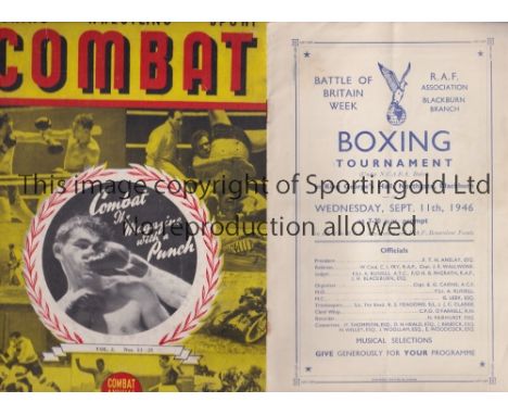 BOXING      Programme for a boxing evening at King George's Hall in Blackburn 11/9/1946, celebrating "Battle of Britain" week