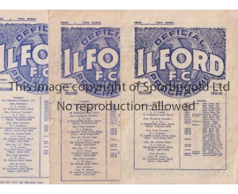 ESSEX SENIOR CUP FINALS AT ILFORD F.C.     Five programmes: 1946 Barking v Romford, 1947 Tilbury v Romford heavily creased an