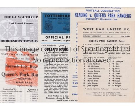 QPR    Thirty eight home and away programmes for Reserve and Youth Team matches, the vast majority being single sheets, from 