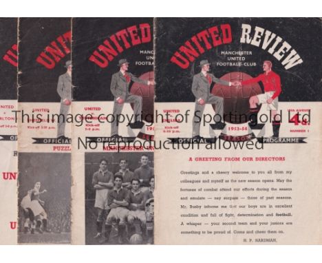 MANCHESTER UNITED        Ten programmes from 1953/54 including matches against Chelsea 19/8/1953 and Tottenham 13/2/1954. All