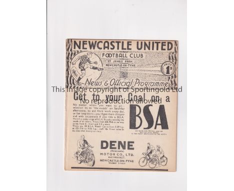 NEWCASTLE UNITED RESERVES V BURNLEY RESERVES 1936     Programme for the Central League match at Newcastle 18/1/1936, ex-binde