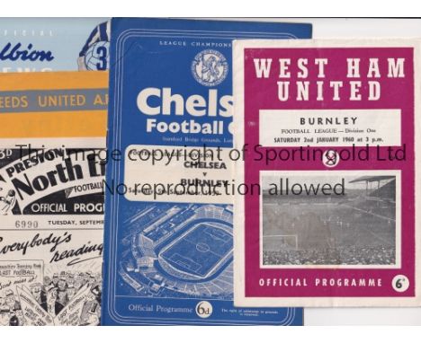 BURNLEY 1959-60 CHAMPIONSHIP SEASON    Twelve programmes for away matches v Tottenham. Man. City, folded in four, Luton, Ever