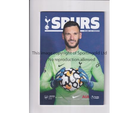 TOTTENHAM HOTSPUR V ARSENAL 2022 POSTPONED    Programme for the League match at Tottenham scheduled for 16/1/2022.    Good