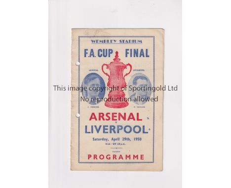 1950 FA CUP FINAL / ARSENAL V LIVERPOOL     Pirate programme issued by Victor, punched holes and score on the cover.     Fair