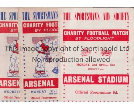 CHARITY MATCHES AT ARSENAL F.C.     Seven programmes: Boxers v Jockeys 1951, 1952, 1953, scores entered, 1954, 1955, scores e