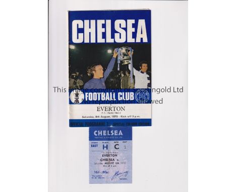 CHELSEA          Programme and ticket for the home Charity Shield match v Everton 8/8/1970, slight creases, staple holes in m